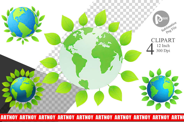 Earth Leaves Clipart Sublimation artnoy 