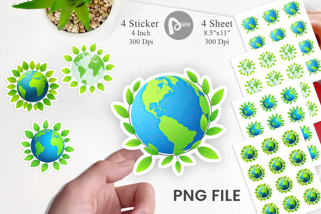 Earth Leaves Sticker Sublimation artnoy 