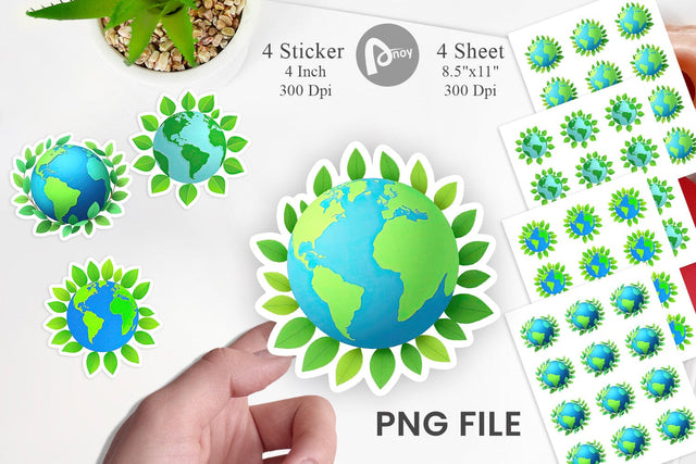 Earth Leaves Sticker Sublimation artnoy 
