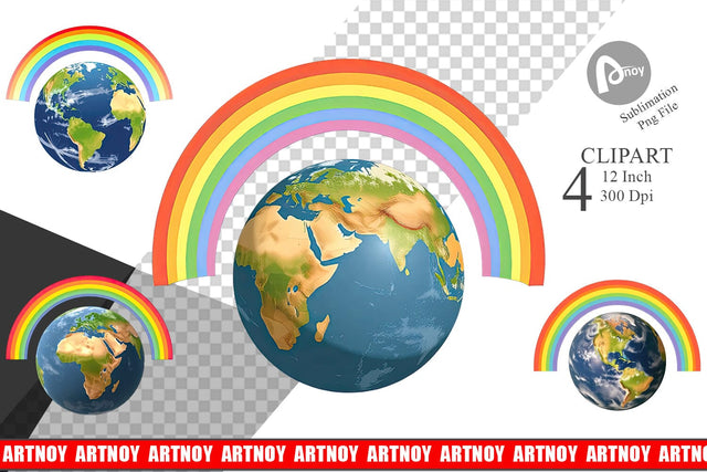 Earth Rainbow Clipart Sublimation artnoy 