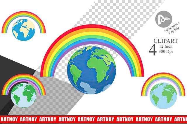 Earth Rainbow Clipart Sublimation artnoy 