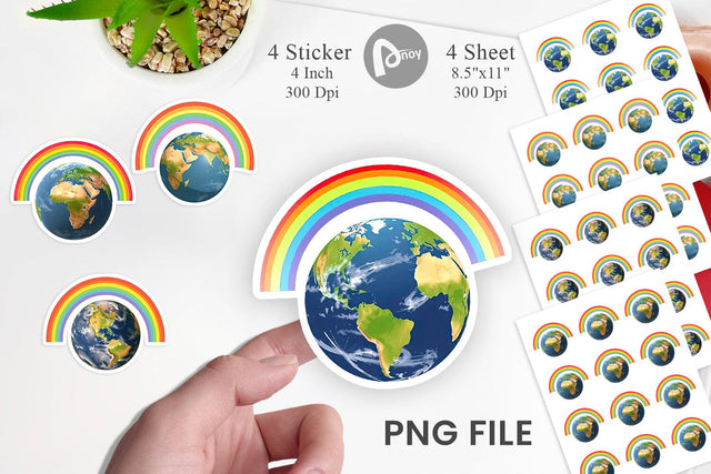 Earth Rainbow Sticker Sublimation artnoy 