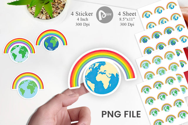Earth Rainbow Sticker Sublimation artnoy 