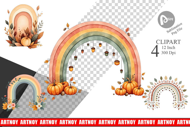 Earthy Boho Fall Clipart Sublimation artnoy 