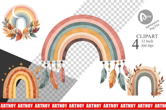 Earthy Boho Fall Clipart Sublimation artnoy 