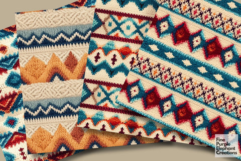 Earthy Boho Knit Fabric Texture Sublimation Digital Pattern Fine Purple Elephant Creations 