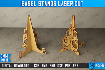Easel Stands | Art Plate | Photo Display | Display Easel | Miniature Display | CNC File SVG Fly Design 