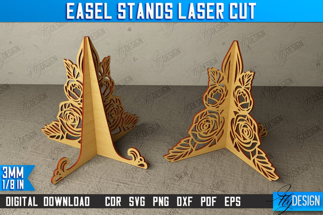 Easel Stands | Art Plate | Photo Display | Display Easel | Miniature Display | CNC File SVG Fly Design 