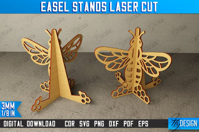 Easel Stands | Art Plate | Photo Display | Display Easel | Miniature Display | CNC File SVG Fly Design 