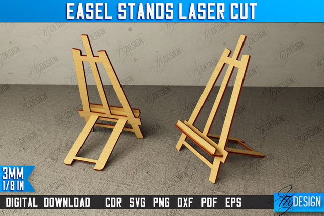 Easel Stands | Art Plate | Photo Display | Display Easel | Miniature Display | CNC File SVG Fly Design 
