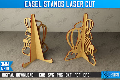 Easel Stands | Art Plate | Photo Display | Display Easel | Miniature Display | CNC File SVG Fly Design 