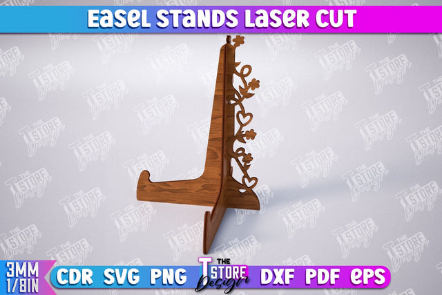 Easel Stands | Art Plate | Photo Display | Display Easel | Miniature Display | CNC File SVG The T Store Design 