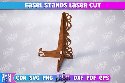 Easel Stands | Art Plate | Photo Display | Display Easel | Miniature Display | CNC File SVG The T Store Design 