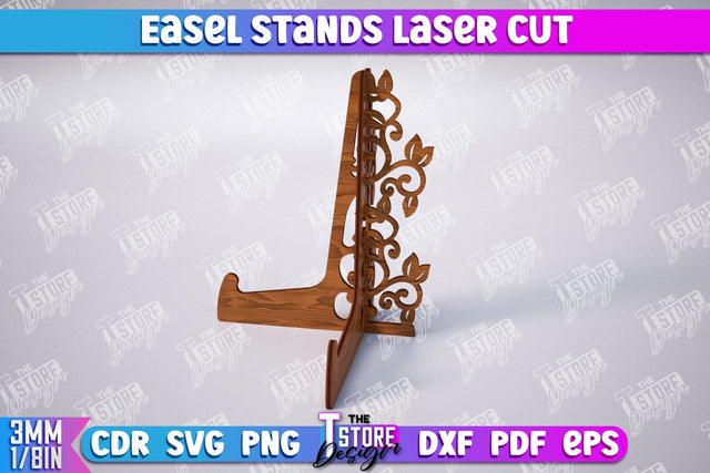 Easel Stands | Art Plate | Photo Display | Display Easel | Miniature Display | CNC File SVG The T Store Design 