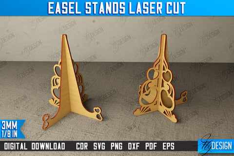 Easel Stands Bundle | Art Plate | Photo Display | Display Easel | Miniature Display | CNC Files SVG Fly Design 