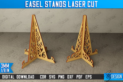 Easel Stands Bundle | Art Plate | Photo Display | Display Easel | Miniature Display | CNC Files SVG Fly Design 