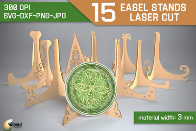 Easel Stands Bundle. Laser Cut. Plate Holder SVG Evgenyia Guschina 