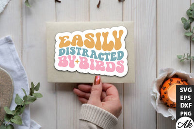 Easily distracted by birds Retro Stickers SVG akazaddesign 