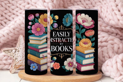Easily Distracted by Books 20oz Tumbler Sublimation DesignSVG 