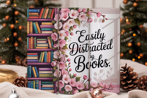 Easily Distracted by Books 20oz Tumbler Sublimation DesignSVG 