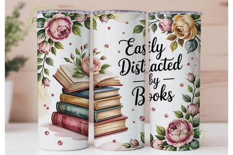 Easily Distracted By Books 20oz Tumbler Sublimation PixelChick 