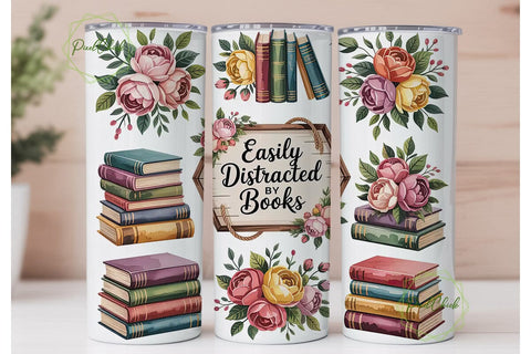 Easily Distracted by Books 20oz Tumbler Sublimation PixelChick 