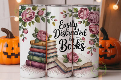 Easily Distracted By Books 20oz Tumbler Sublimation PixelChick 
