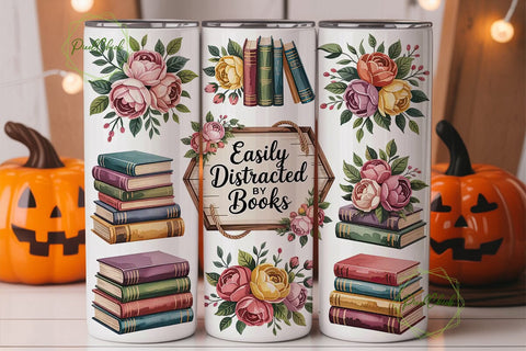 Easily Distracted by Books 20oz Tumbler Sublimation PixelChick 