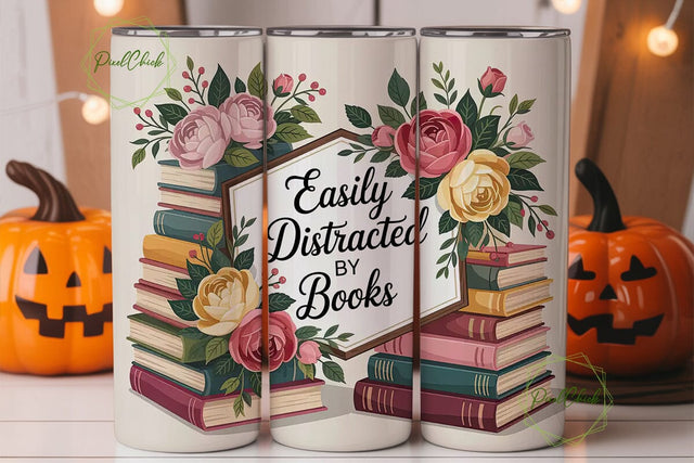 Easily Distracted by Books 20oz Tumbler Sublimation PixelChick 