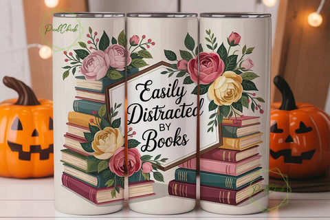 Easily Distracted by Books 20oz Tumbler Sublimation PixelChick 