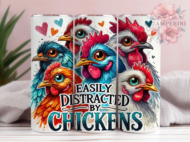 Easily Distracted by Chickens Funny Farm Tumbler, Farm Tumbler, Country Decor, Easily Distracted by Chickens, Sublimation Wrap, Custom Tumbler, Poultry Gift Sublimation Li Zamperini 
