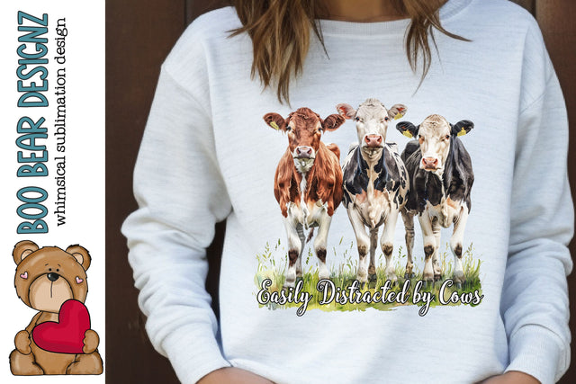 Easily Distracted by Cows Clipart Sublimation Boo Bear Designz 