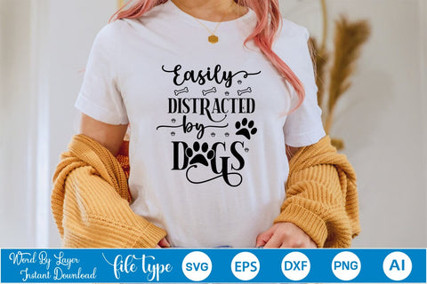 Easily Distracted By Dogs SVG Design, Dog Bandana Design, Dog SVG Design, SVGs,Quotes and Sayings,Food & Drink,On Sale, Print & Cut SVG DesignPlante 503 