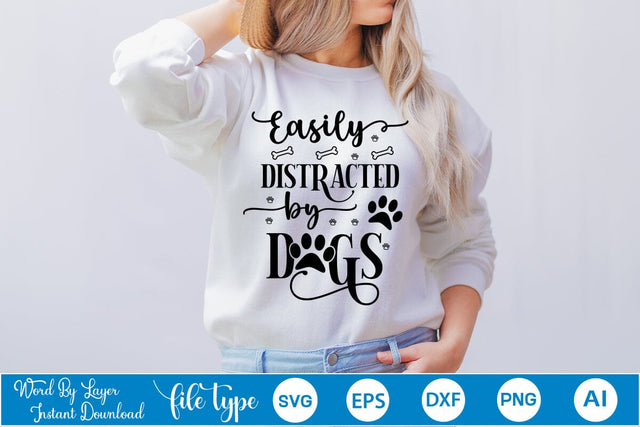 Easily Distracted By Dogs SVG Design, Dog Bandana Design, Dog SVG Design, SVGs,Quotes and Sayings,Food & Drink,On Sale, Print & Cut SVG DesignPlante 503 