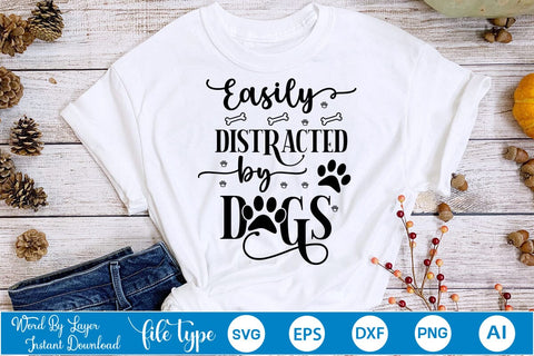 Easily Distracted By Dogs SVG Design, Dog Bandana Design, Dog SVG Design, SVGs,Quotes and Sayings,Food & Drink,On Sale, Print & Cut SVG DesignPlante 503 