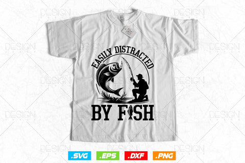Easily Distracted by Fish Svg Png, Fathers Day Svg, Fishing Rod Svg, Fish Lover Gifts, Bass Fish Svg, Fisherman Gifts, Svg Files For Cricut SVG DesignDestine 