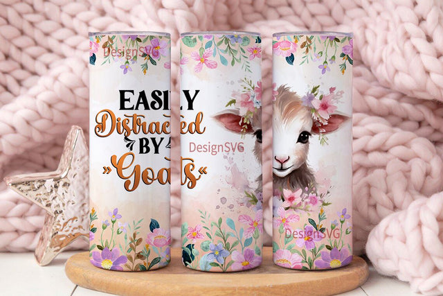 Easily Distracted By Goats 20 oz Skinny Tumbler Sublimation Design Digital Download PNG Sublimation DesignSVG 