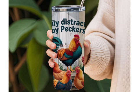 Easily Distracted by Peckers Tumbler Sublimation DesignSVG 