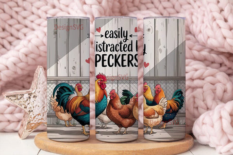 Easily Distracted by Peckers Tumbler Sublimation DesignSVG 