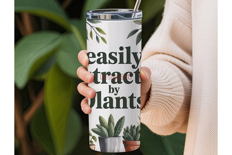 Easily Distracted by Plants 20oz Tumbler Sublimation DesignSVG 