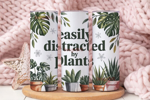 Easily Distracted by Plants 20oz Tumbler Sublimation DesignSVG 