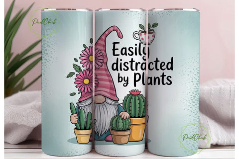 Easily Distracted By Plants 20oz Tumbler Sublimation PixelChick 