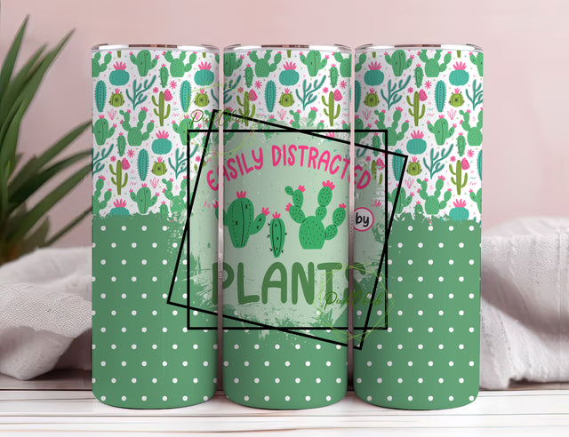 Easily distracted by plants, cactus 20 oz Skinny Tumbler sublimation design, png. Design Digital Download PNG Instant DIGITAL design Sublimation PixelChick 