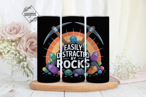 Easily Distracted By Rocks 20oz Tumbler Sublimation sassyprint 