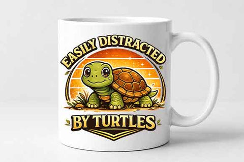 Easily Distracted By Turtles Turtle Lover PNG Funny Reptile Gift Design SVG BillahCrafts 