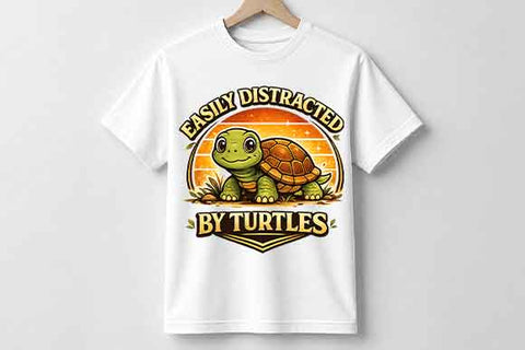 Easily Distracted By Turtles Turtle Lover PNG Funny Reptile Gift Design SVG BillahCrafts 