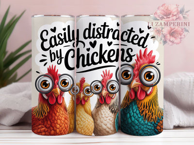 Easily Distracted Chicken Tumbler, Easily Distracted by Chickens, 20oz Tumbler Wrap, Sublimation Design, Farm Animal Humor, Poultry Lover Gift, Rustic Farm Wrap Sublimation Li Zamperini 