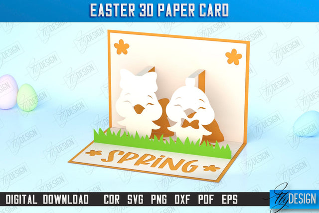 Easter 3D Paper Card | Pop Up Easter Card | Happy Easter | Easter Bunny | Spring Design | SVG File SVG Fly Design 