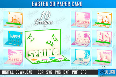 Easter 3D Paper Card | Pop Up Easter Card | Happy Easter | Easter Bunny | Spring Design | SVG File SVG Fly Design 
