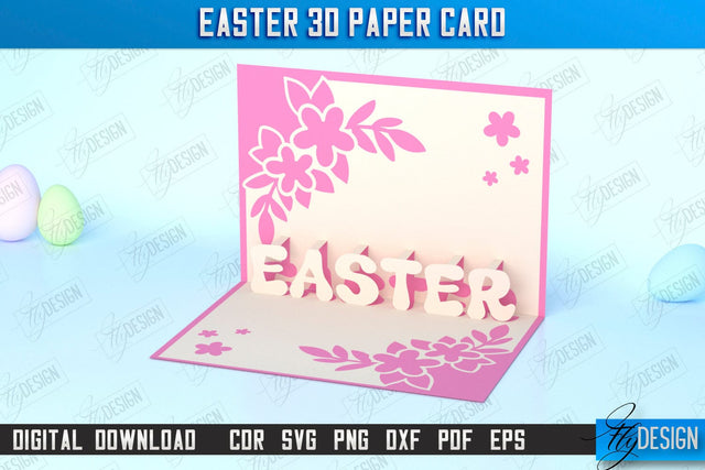 Easter 3D Paper Card | Pop Up Easter Card | Happy Easter | Easter Bunny | Spring Design | SVG File SVG Fly Design 